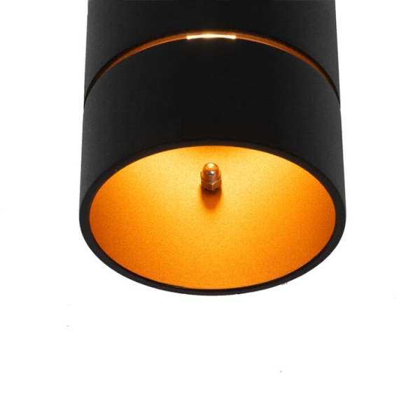 Moderne wandlamp zwart met gouden binnenkant - pia