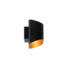 Moderne wandlamp zwart met gouden binnenkant ovaal - alone