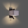 Moderne wandlamp zwart met grijs vierkant en leeslamp - puglia