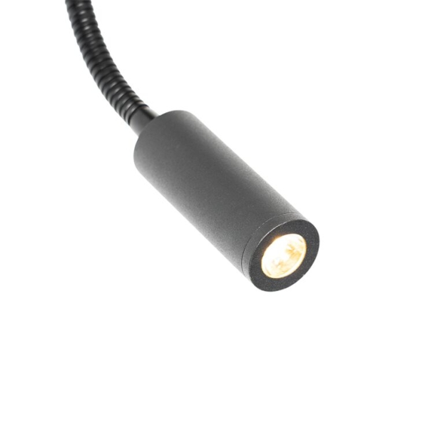 Moderne wandlamp zwart met leeslamp 2-lichts - saffira brescia