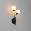 Moderne wandlamp zwart met opaal glas 2-lichts - athens