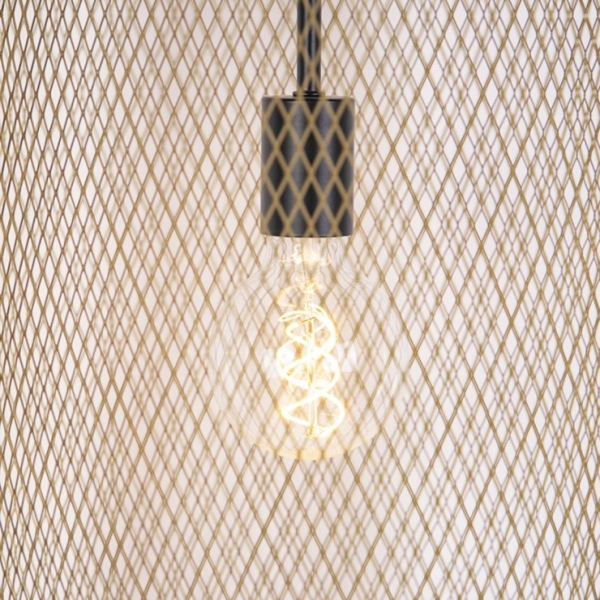 Moderne zwart met gouden hanglamp - bliss mesh