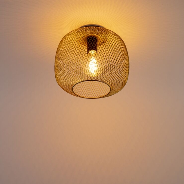 Moderne zwart met gouden plafondlamp - bliss mesh