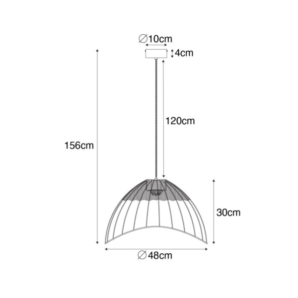 Oosterse hang en plafondlamp zwart met rotan - treccia pua