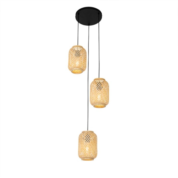 Oosterse hanglamp bamboe 3-lichts - yvonne