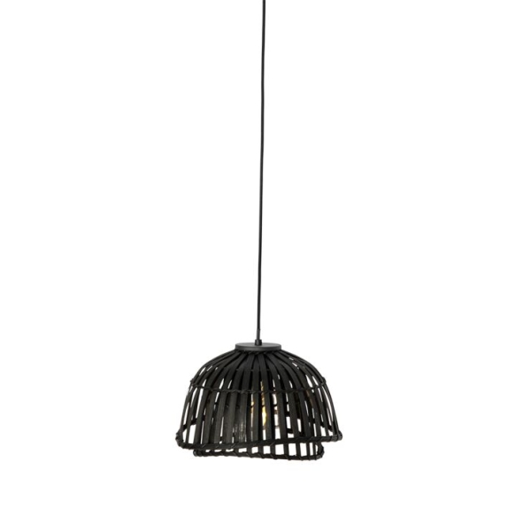 Oosterse hanglamp zwart bamboe 30 cm - pua
