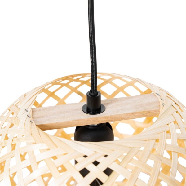 Oosterse hanglamp zwart met bamboe - rayan