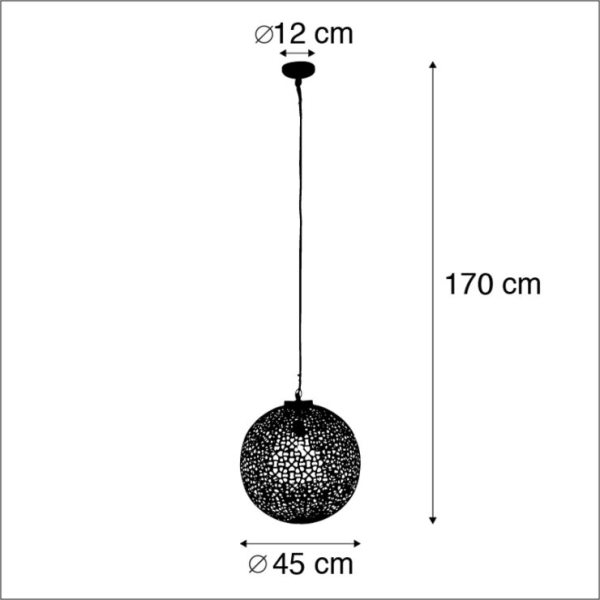 Oosterse hanglamp zwart met goud 45 cm - radiante
