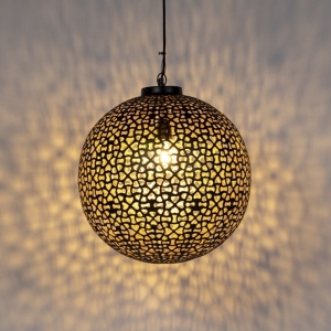 Oosterse hanglamp zwart met goud 45 cm - Radiante