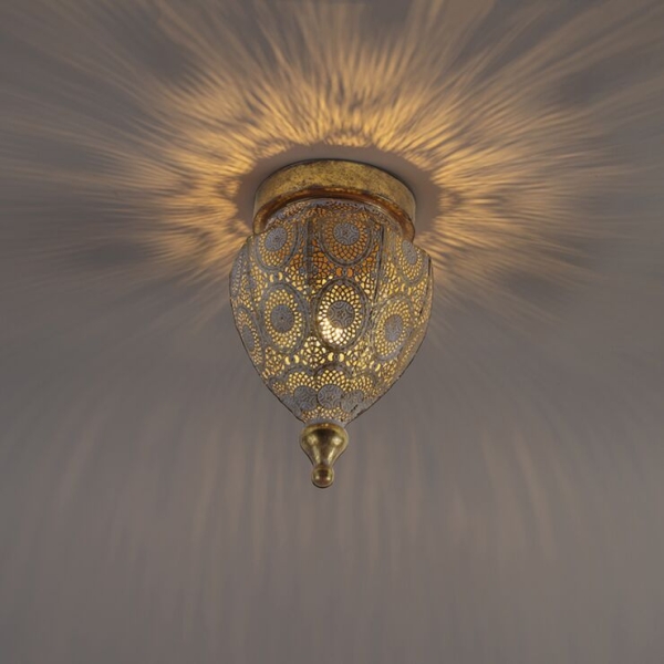Oosterse plafondlamp goud 19 cm - mowgli
