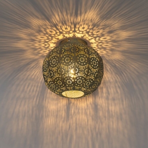 Oosterse plafondlamp goud met groen 28