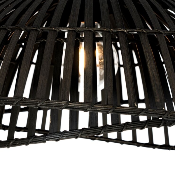 Oosterse plafondlamp zwart bamboe 62 cm - pua