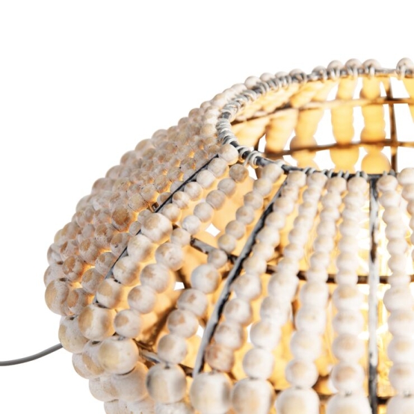 Oosterse tafellamp beige met kralen - moti