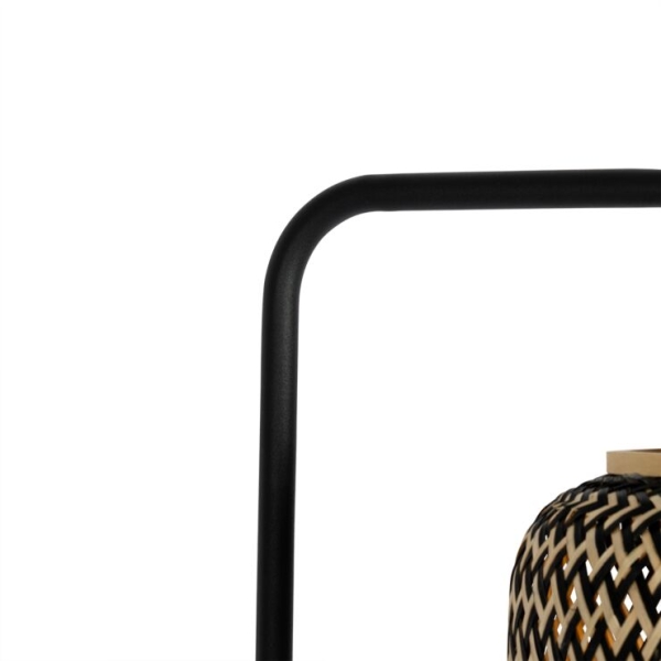 Oosterse vloerlamp bamboe met zwart - yvonne