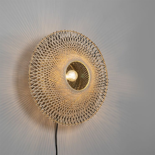 Oosterse wandlamp bamboe 50 cm met stekker - rina