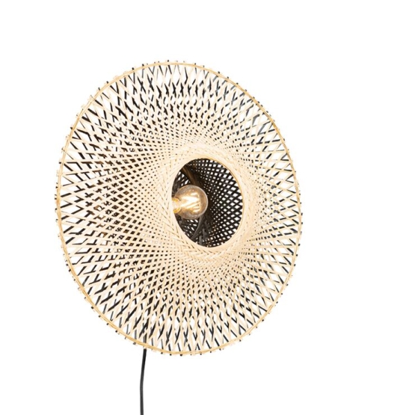 Oosterse wandlamp bamboe 50 cm met stekker - rina
