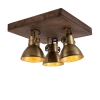 Plafondlamp brons met hout 3-lichts - mangoes