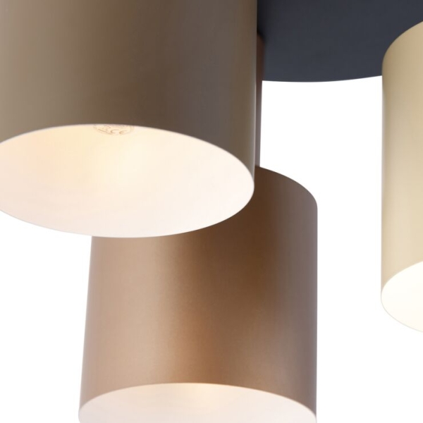 Plafondlamp brons met taupe en beige 3-lichts - ans