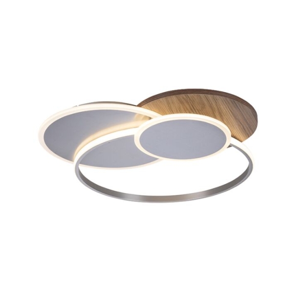 Plafondlamp hout rond incl. Led 3-lichts met afstandsbediening - ajdin