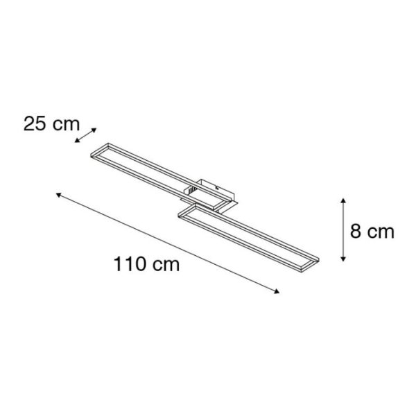 Plafondlamp langwerpig zwart 3-staps dimbaar - Plazas Novo