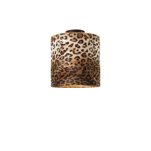 Plafondlamp mat zwart kap luipaard dessin 25 cm - Combi