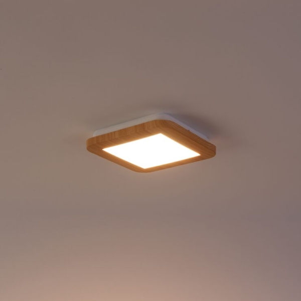 Plafondlamp naturel 17 cm vierkant incl. Led 3-staps dimbaar - linda