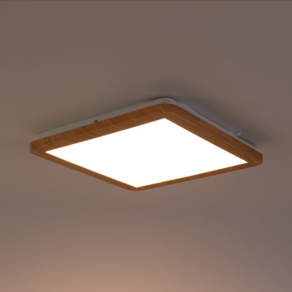 Plafondlamp naturel 30 cm vierkant incl. Led 3-staps dimbaar - linda