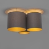 Plafondlamp taupe met gouden binnenkant 3-lichts - multidrum