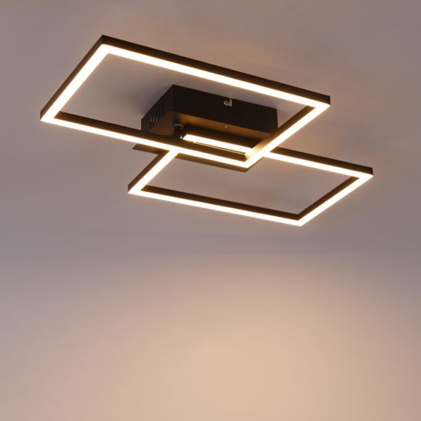 Plafondlamp vierkant zwart 3-staps dimbaar - plazas novo