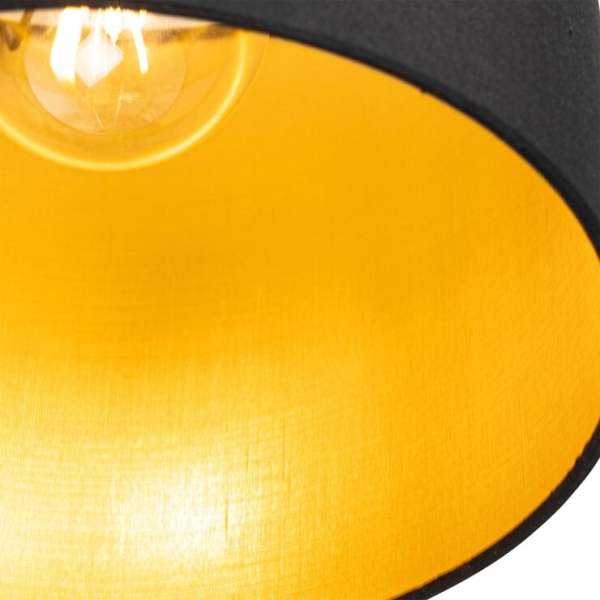Plafondlamp zwart met gouden binnenkant 5-lichts - multidrum
