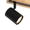 Plafondlamp zwart met hout 2-lichts verstelbaar rechthoekig - jeana