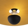Plafondlamp zwart platte kap geel 45 cm - combi