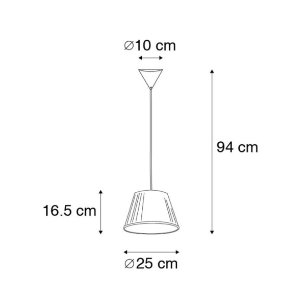 Retro hanglamp crème 25 cm - plisse