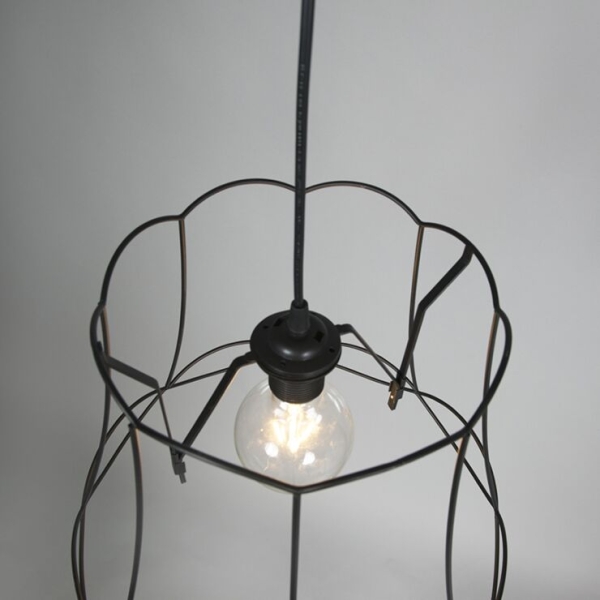 Retro hanglamp zwart 40 cm - granny frame