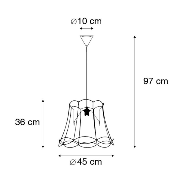 Retro hanglamp zwart 45 cm - granny frame