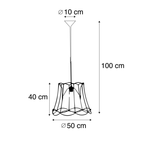 Retro hanglamp zwart 50 cm - granny frame