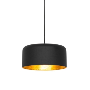 Retro hanglamp zwart met gouden binnenkant - Jinte