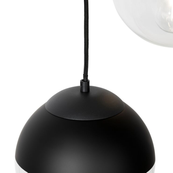 Retro hanglamp zwart met helder glas 7-lichts - eclipse