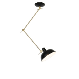 Retro plafondlamp zwart met brons - Milou