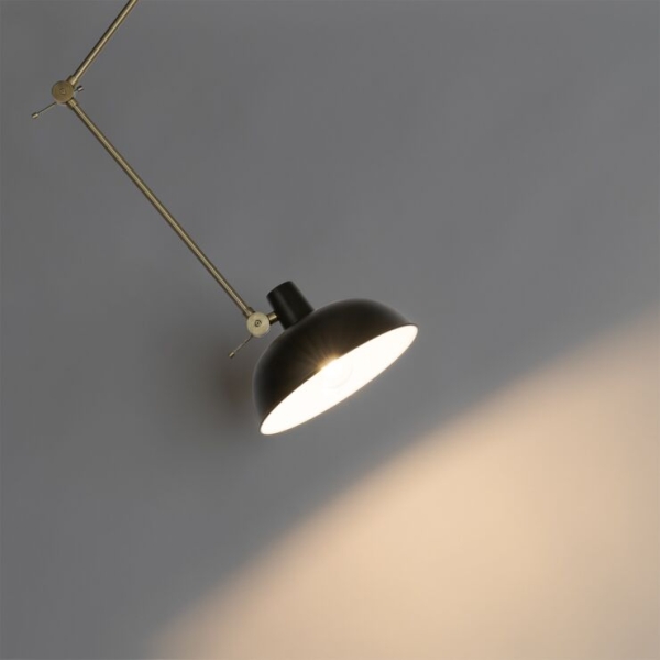 Retro plafondlamp zwart met brons - milou