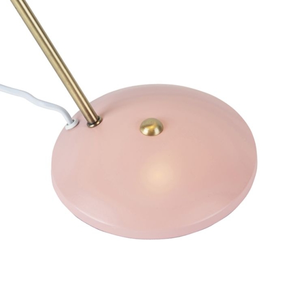 Retro tafellamp roze met brons - milou
