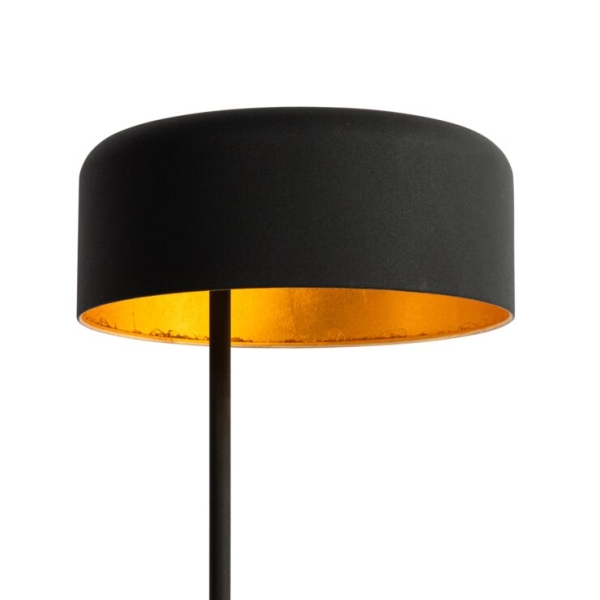Retro tafellamp zwart met gouden binnenkant - jinte
