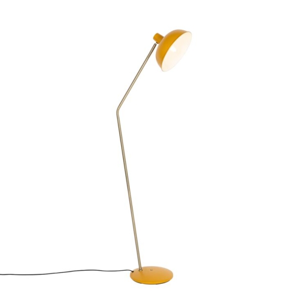 Retro vloerlamp geel met brons - milou
