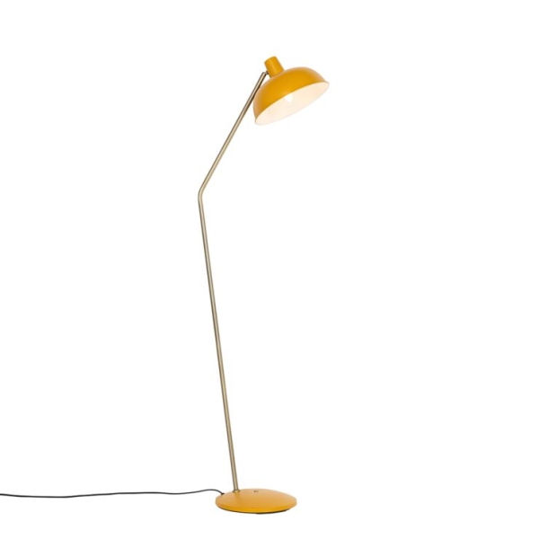 Retro vloerlamp geel met brons - milou