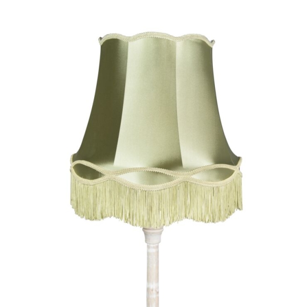 Retro vloerlamp grijs met groene granny kap - classico