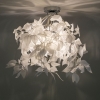 Romantische plafondlamp wit met blaadjes - feder