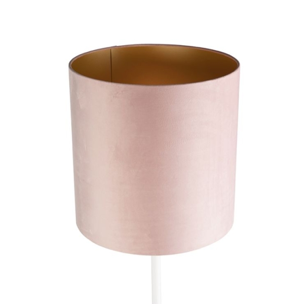 Romantische vloerlamp wit met roze kap 40 cm - simplo