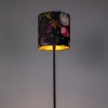 Romantische vloerlamp zwart met bloemen kap 40 cm - simplo