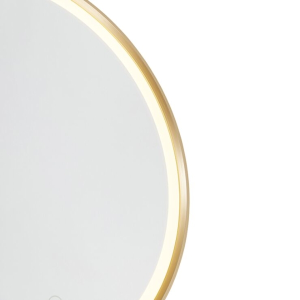 Ronde badkamerspiegel goud 50 cm incl. Led met touchdimmer - miral