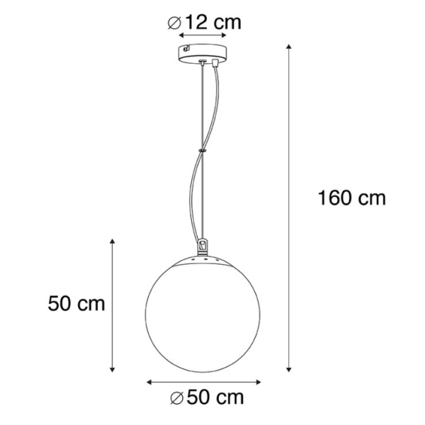 Scandinavische hanglamp opaal glas 50cm - ball 50